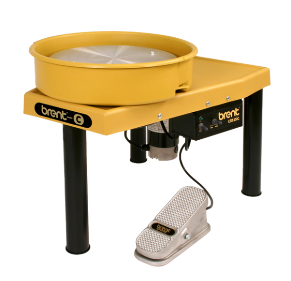 Brent Model C Pottery Wheel - Yellow - 3/4 HP Potters Wheel with 14 Inch Wheelhead and Table/Splashpan -110V