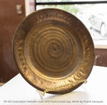 SP-60 Gold Satin Metallic glaze over SPS Fool's Gold pottery clay. Work by Frank Jacques.